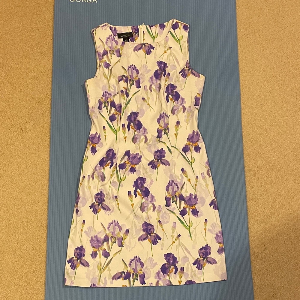Gorgeous Floral Sleeveless Dress - Purple and Cream